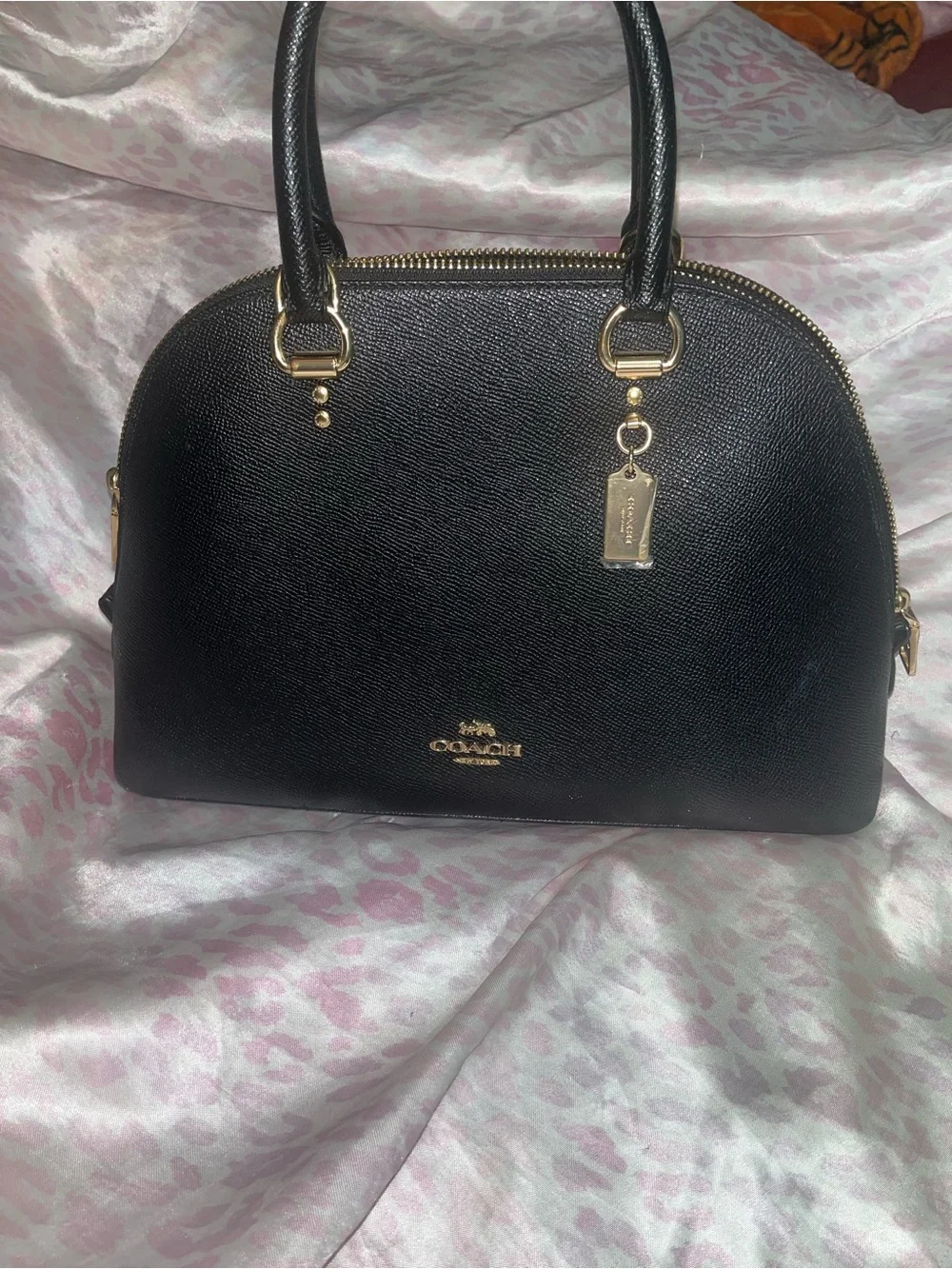 Coach Black Dome Satchel with Gold Hardware